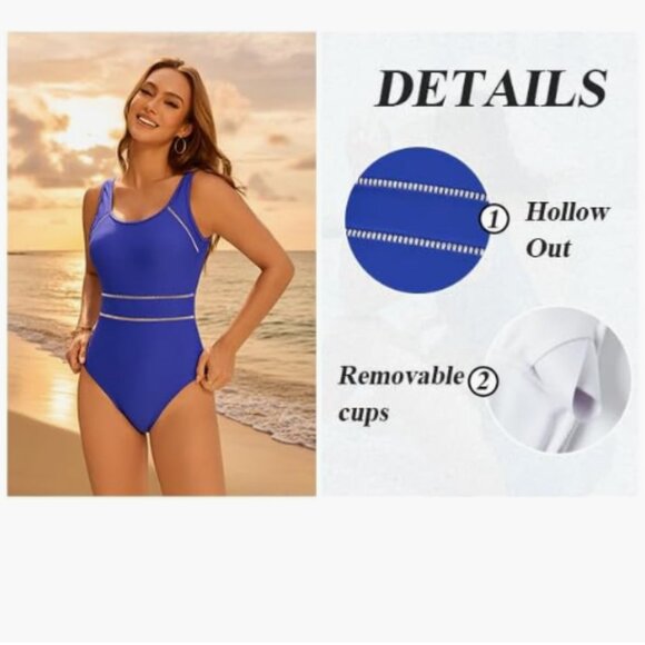 NWT Women's Blue Bathing Suit Size Large - Picture 4 of 7